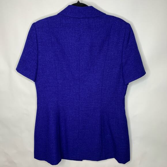 Le Suit Blue Long Blazer Short Sleeve ? Woven Size Medium? - Picture 6 of 8